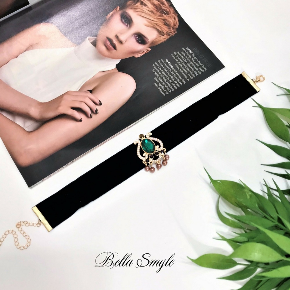 "Vera" Suede Choker Victorian Vintage Necklace